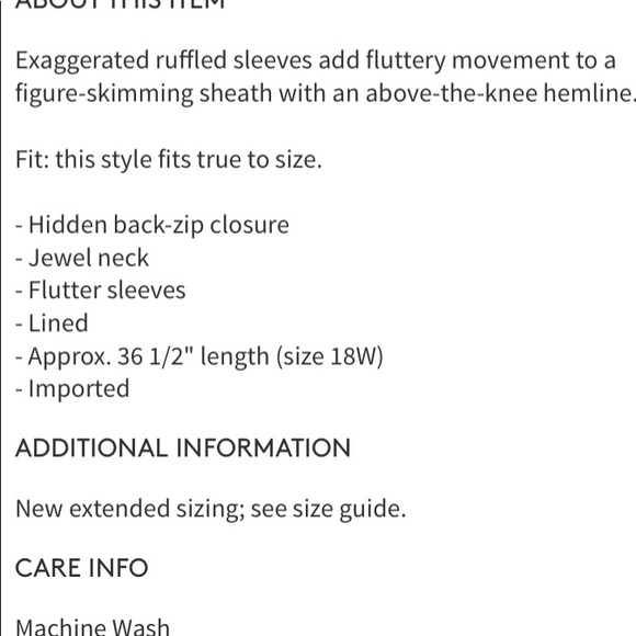 NWT Chelsea28 Plus Flutter Sleeve Shift Dress - Picture 3 of 3